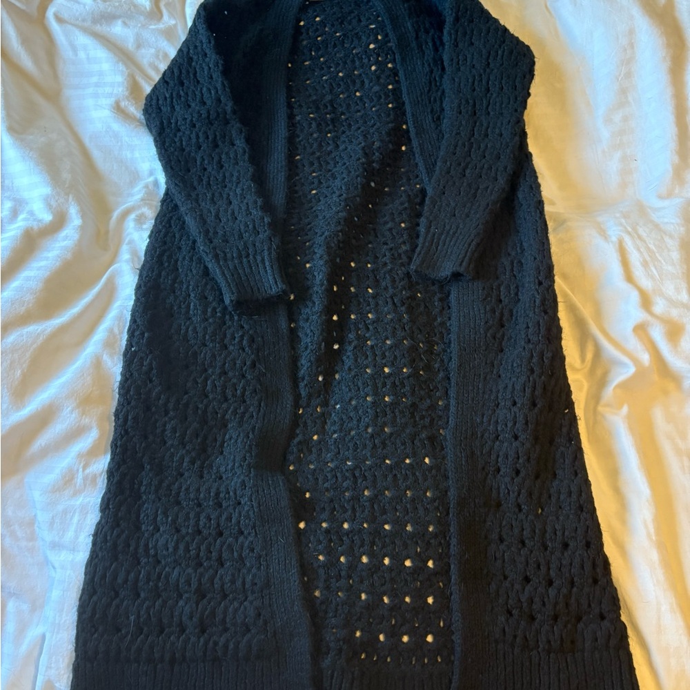 Black Open-Knit Women's Sweater
